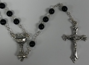 FIRST COMMUNION ROSARY.  Black. 26-1902