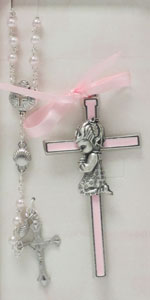 BABY CROSS AND ROSARY SET. GIRL. No. BS36