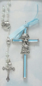 BABY CROSS AND ROSARY SET. BOY. No.BS35