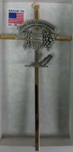 FIRST COMMUNION CROSS WITH CHALICE AND HOST  (75-14)