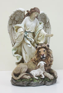 PEACEFUL LION AND LAMB STATUE #41256