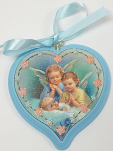 BLUE HEART SHAPED CRIB MEDAL No. 2755-04