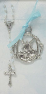 CRIB MEDAL AND BLUE ROSARY SET No. BS16